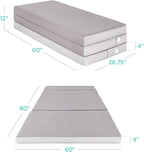 Best Choice Products Queen-Size 4in Tri-Fold Foam Mattress With Carry Case - Grey