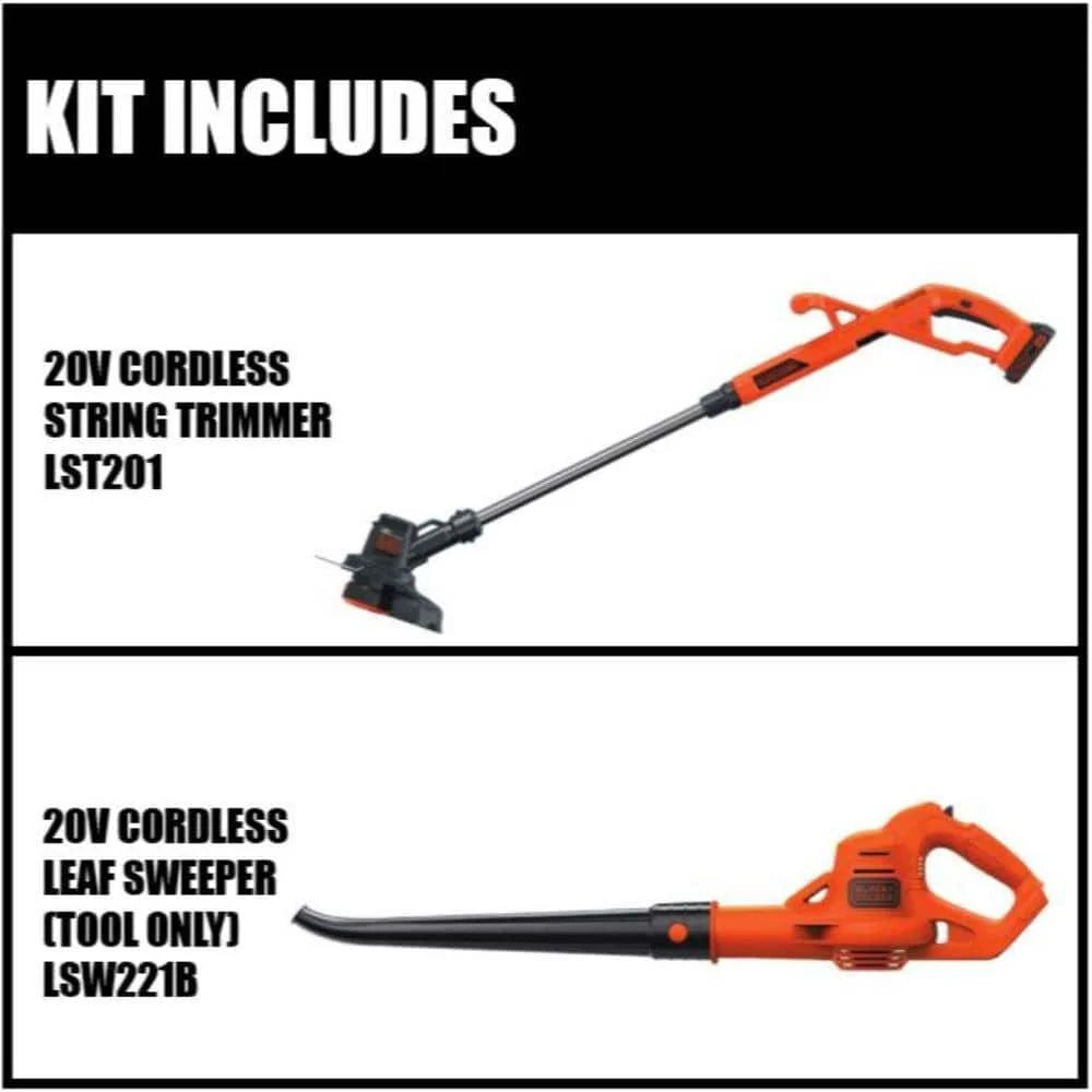 BLACK+DECKER 20V MAX Lithium 10 In. String Trimmer/Edger And Hard Surface Sweeper Combo Kit - LCC221