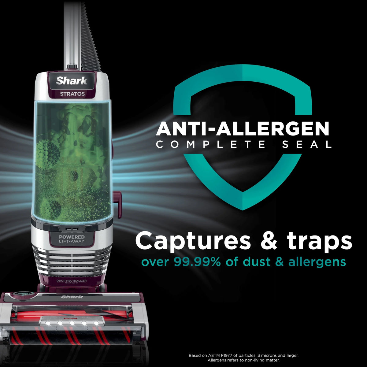 Shark Stratos Upright Vacuum, Bagless, Burgundy - AZ3000