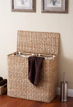 Sofia + Sam Oversized Divided Seagrass Hamper With 2 Canvas Liners, 28 x 14 x 27 Inches - 4602