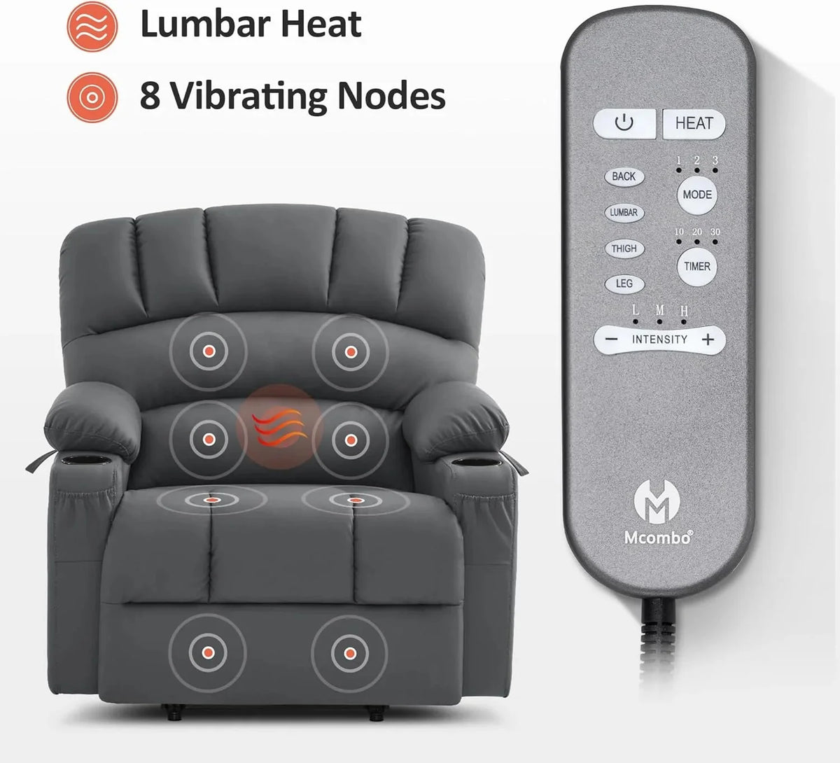 Heated Lift Recliner for Seniors with USB and Cup Holders