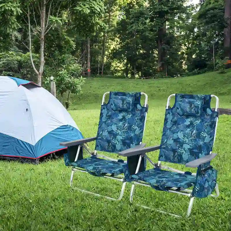 Costway Folding Backpack Beach Chairs 4-Pack, 5-Position Adjustable