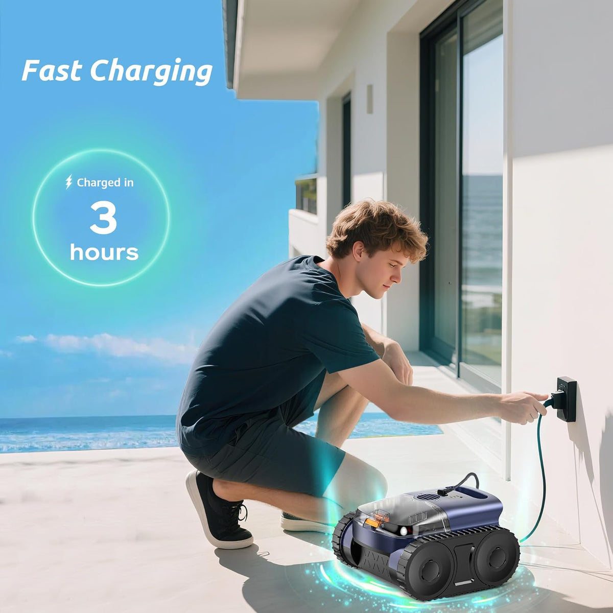 Cordless Robotic Pool Cleaner For Inground Pools, 180 Min, Up To 2150 Sq.ft - SAT25