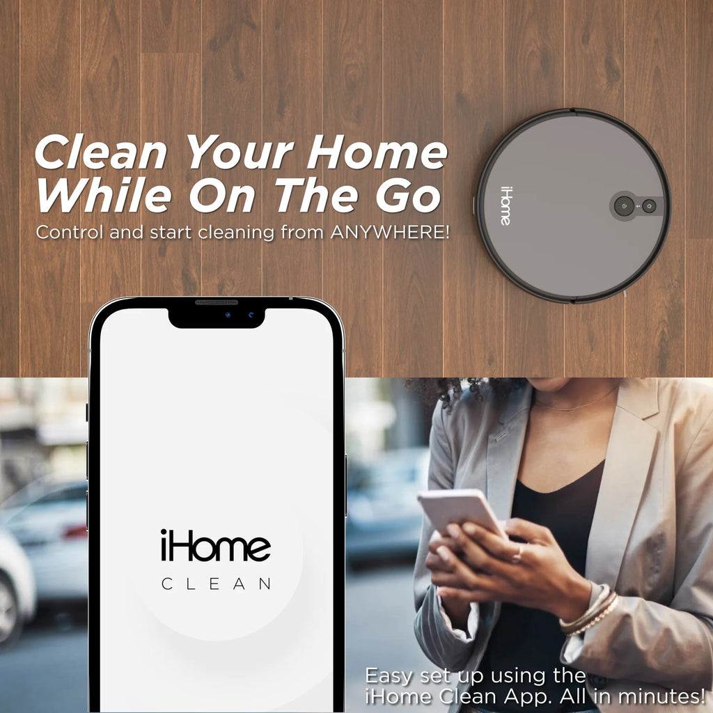 iHome AutoVac Juno Robot Vacuum With Mapping Technology, 120 Min Runtime