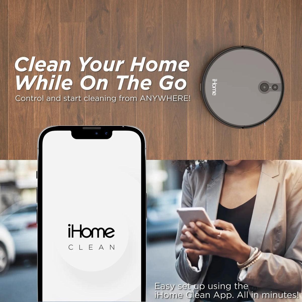 iHome AutoVac Juno Robot Vacuum With Mapping Technology, 120 Min Runtime