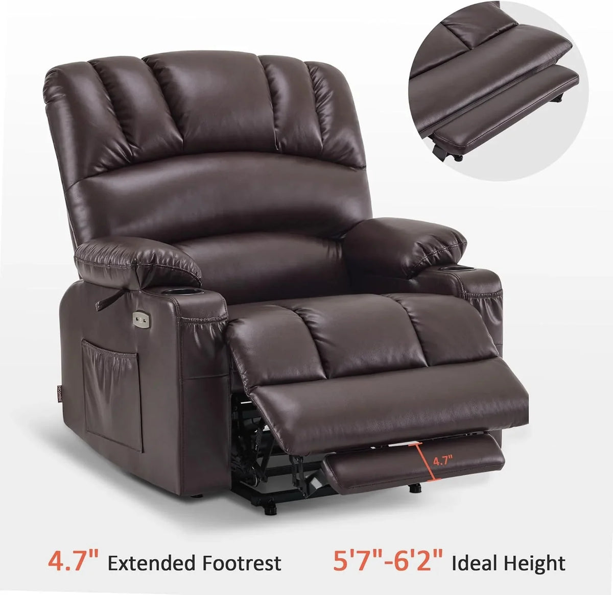 Heated Lift Recliner for Seniors with USB and Cup Holders