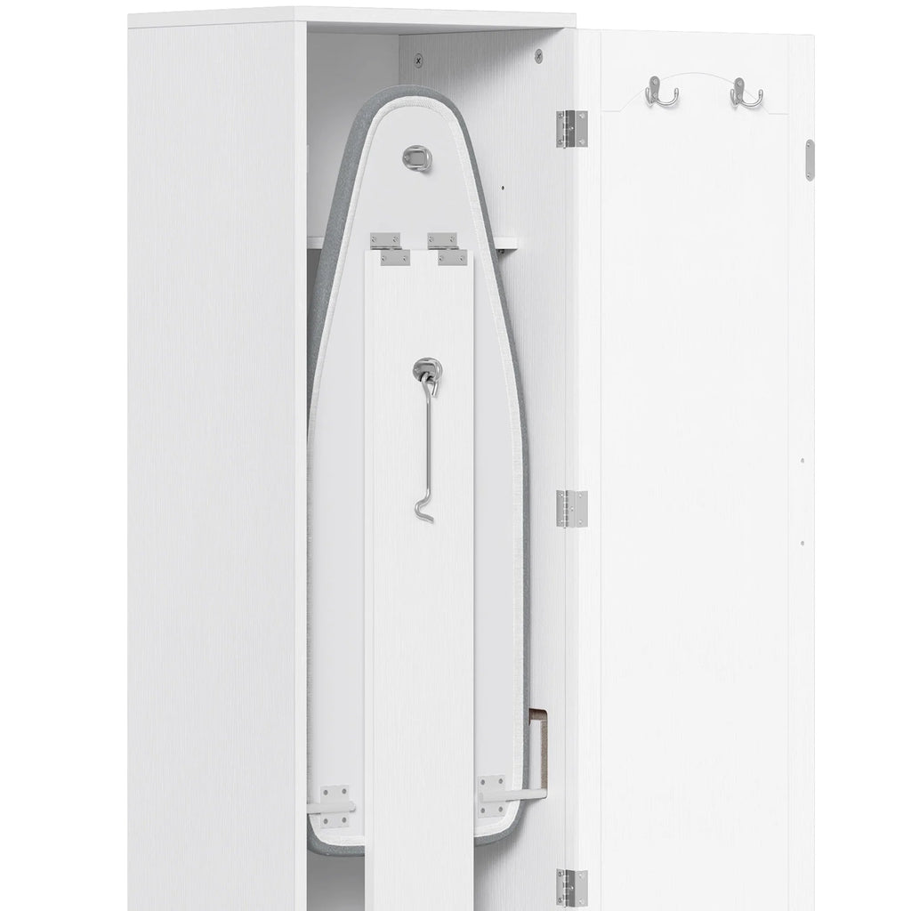 Uforic Ironing Board Storage Cabinet With Foldable Board, Support Leg, White