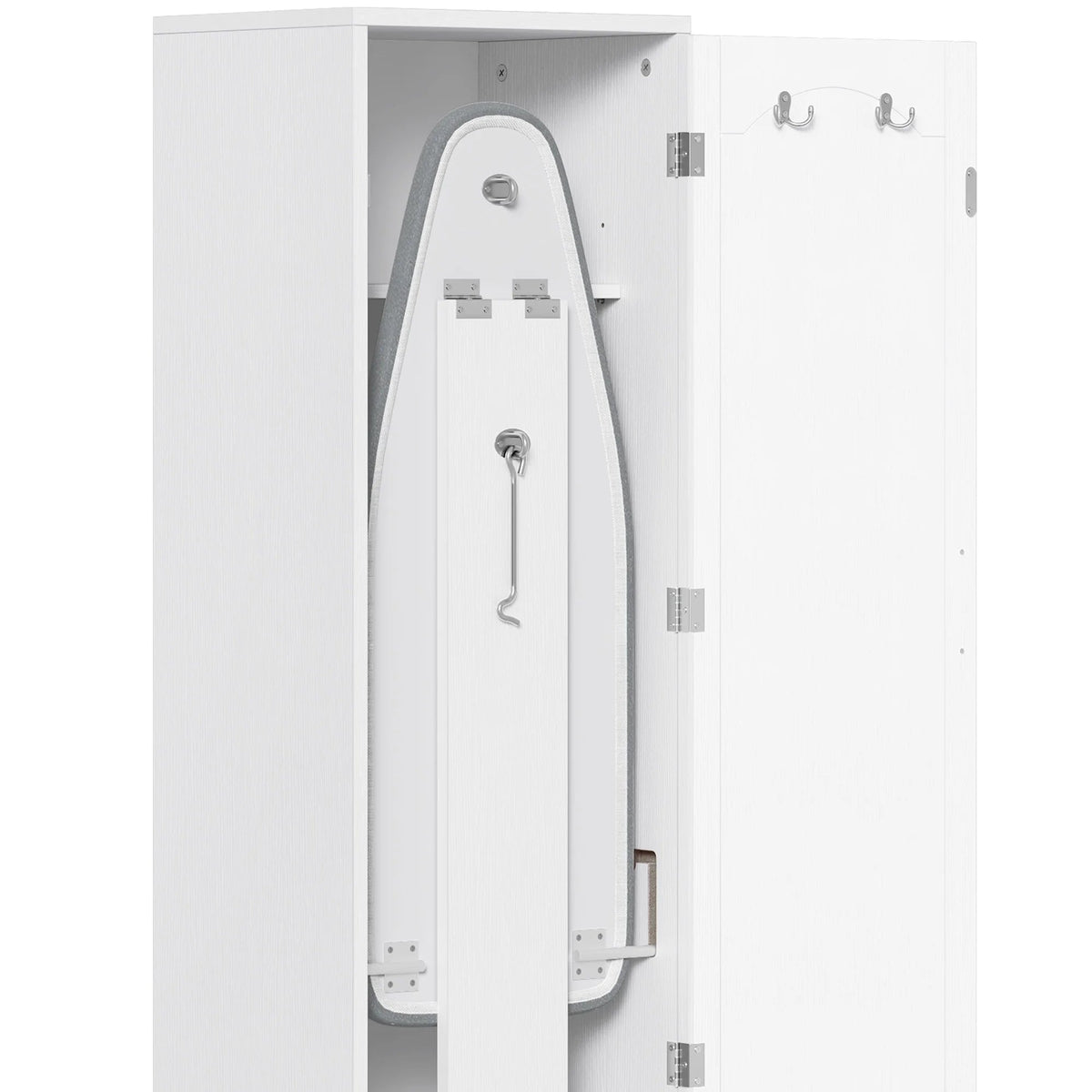 Uforic Ironing Board Storage Cabinet With Foldable Board, Support Leg, White