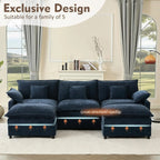 108 Inch U Shape Sectional Sofa With Removable Footstool