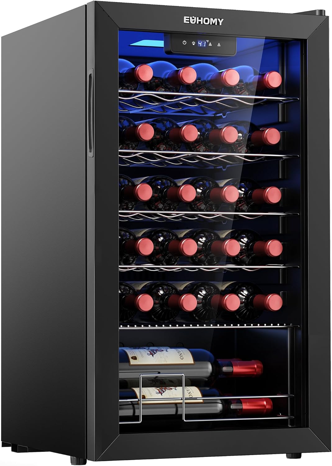 EUHOMY 25 Bottle Compressor Wine Cooler Refrigerator, Black, 18.7in D x 17.5in W x 31.3in H