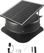 Black Solar Roof Attic Exhaust Fan, 50-Watt, 3000 CFM