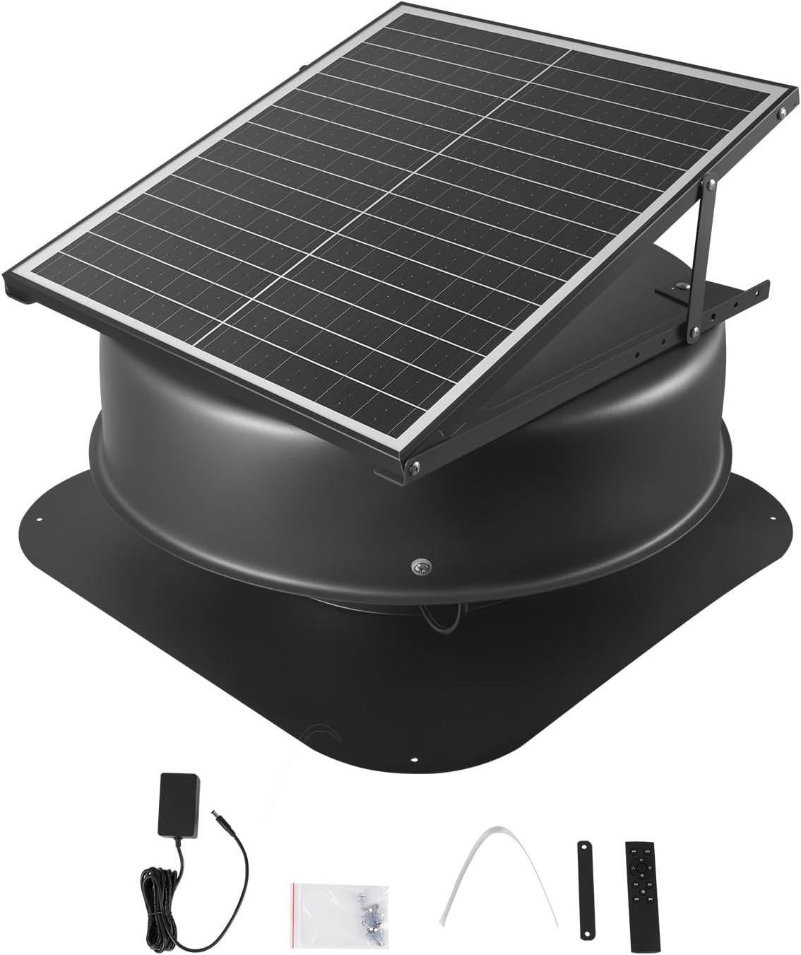 Black Solar Roof Attic Exhaust Fan, 50-Watt, 3000 CFM