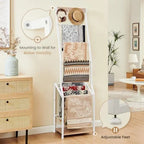 Pinzoveco 7-Tier Blanket Ladder Shelf With 4 Hooks, 5.5 ft / 18.1 x 12.6 x 66.2 in