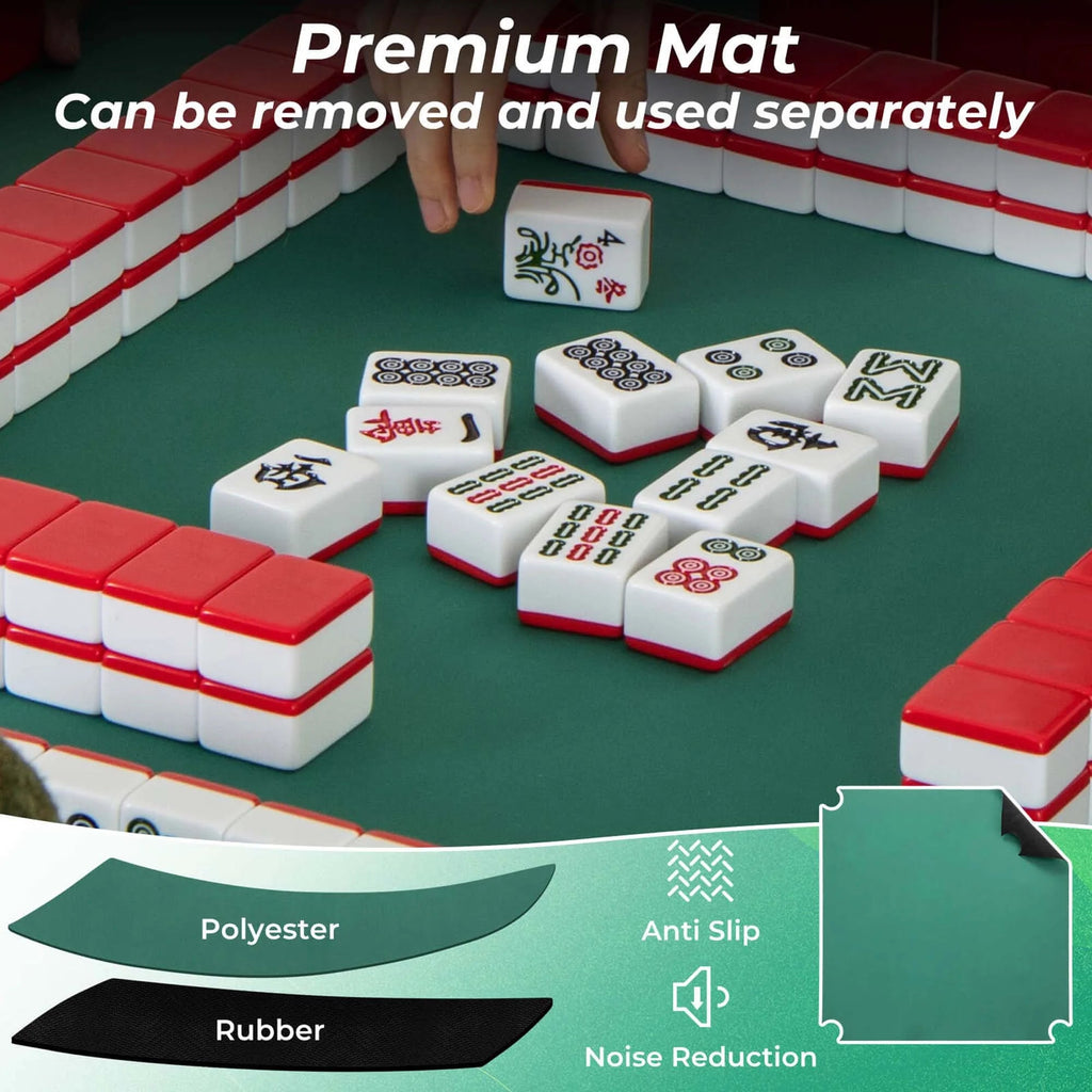 Costway Folding Mahjong Table With Cup Holders, Felt Mat And Carrying Handle - 35in x 35in x 29in