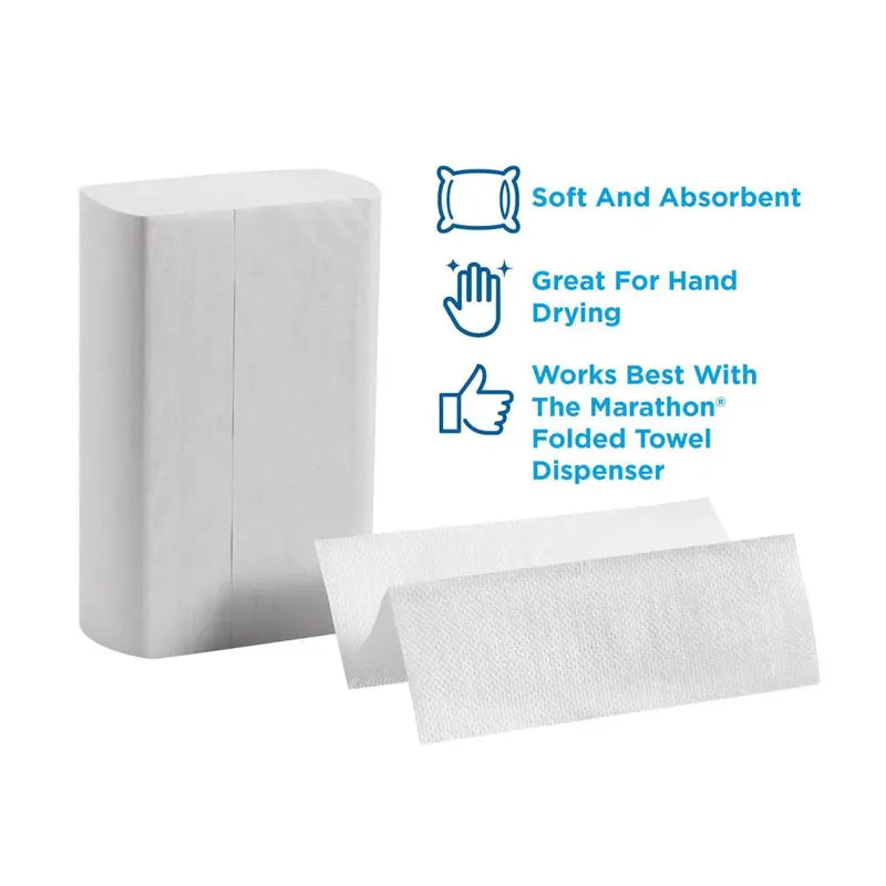 Marathon Multifold 1-Ply Paper Towels, White, 9.2 x 9.4 inch, 4,000 Towels/Case - SFI Certified