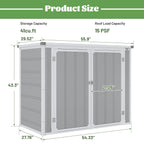Enyopro Horizontal Resin Outdoor Storage Shed, 306Gal, 55.9in L x 29.52in W x 43.3in H