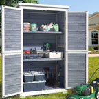 Lofka Outdoor Storage Cabinet With 2 Lockable Doors And 2 Adjustable Shelves, 34.3 x 18.3 x 63.2 in