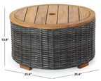 SAFAVIEH Couture Anguilla Outdoor Patio Round Wicker Coffee Table With Storage, Natural