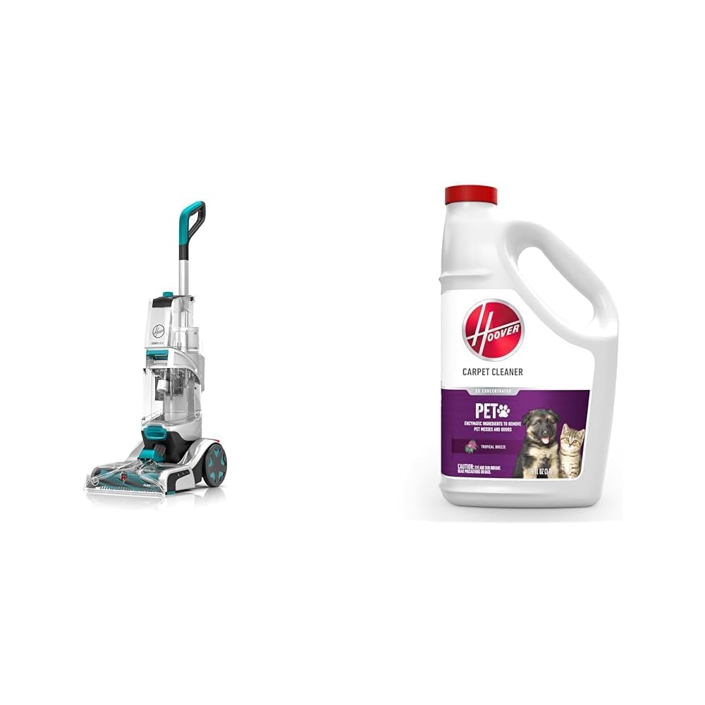 Hoover SmartWash Automatic Carpet Cleaner And Paws & Claws Shampoo Bundle, 128 Fl Oz, Turquoise And White - FH52000G AH30933