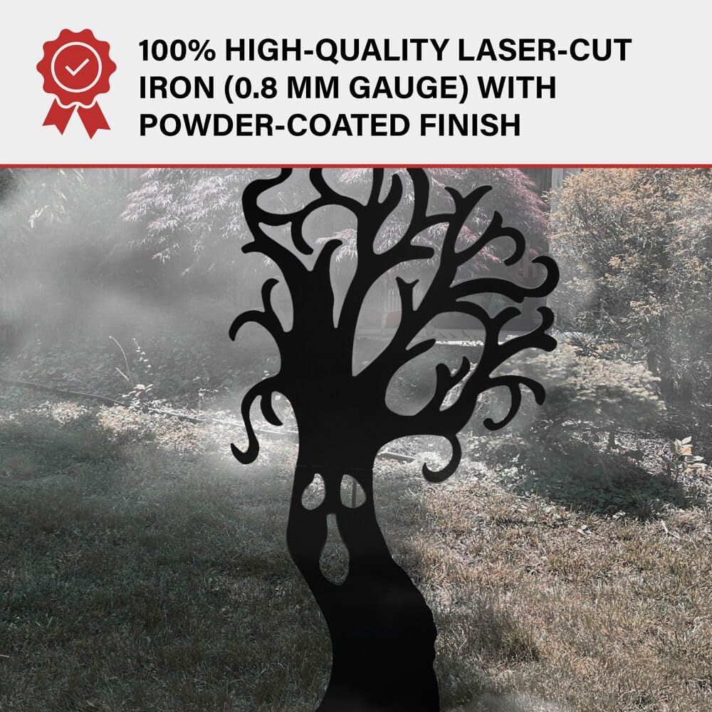 Haunted Hill Farm Black Iron Haunted Tree Silhouette, 0.8 x 34.5 x 66.5 inches - HHMTTREE066-0BLK