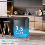R.W.FLAME Chest Freezer 3.5 Cu.ft, Black, 1 Basket - RW58100B-N