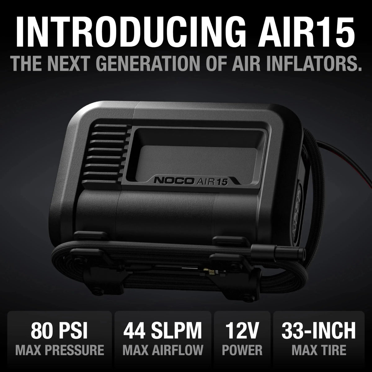 NOCO 15A 12V Portable Tire Inflator, 80 PSI - AIR15
