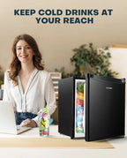 Upstreman 1.7 Cu Ft Single-Door Mini Fridge With Freezer, Black - FR17