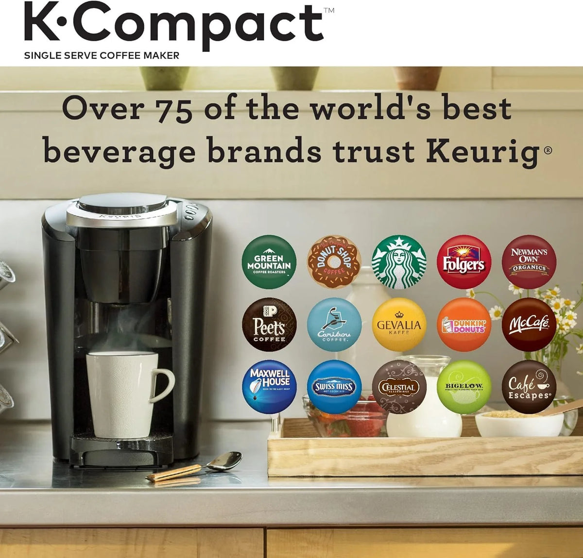 Keurig K-Compact Single-Serve K-Cup Pod Coffee Maker, Black, 36 oz - MAIN-85544