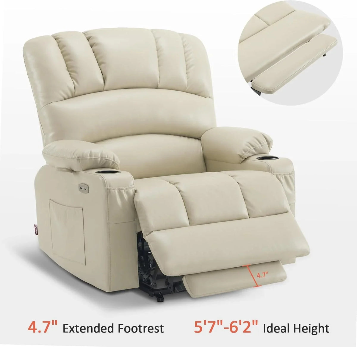 Heated Lift Recliner for Seniors with USB and Cup Holders
