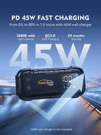 YaberAuto Car Battery Jump Starter 6000A, 26800mAh, 45W, 600 Lumens - YABERAUTOYA60