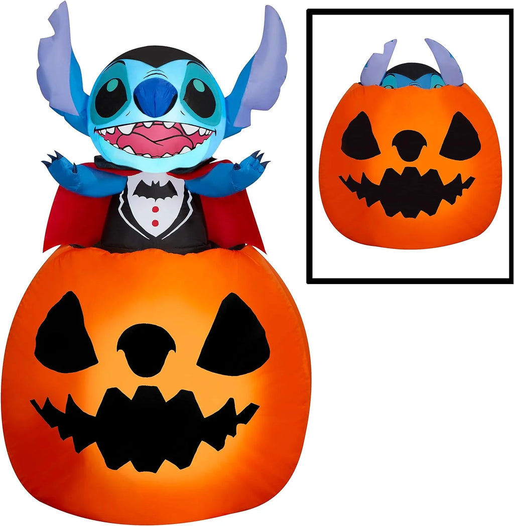 Gemmy Airblown Animated Stitch Vampire Pumpkin Yard Decor 5 ft - 550843