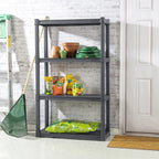 Sterilite Plastic Indoor Outdoor 4-Shelf Shelving Unit, Flat Gray, 3 Pack