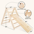 HARPPA Foldable 2-in-1 Wooden Pikler Triangle Climbing Arch With Ramp And Slide - Five Adjustable Angles