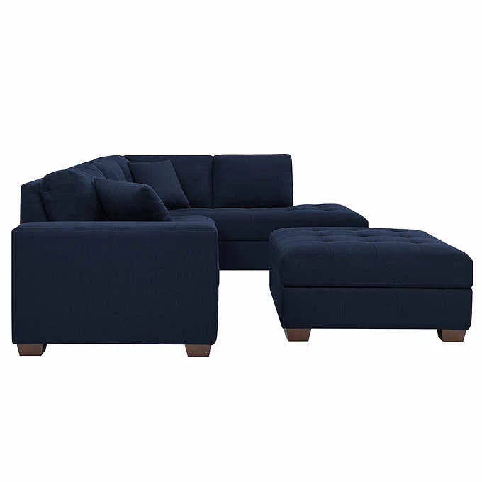 Thomasville Miles Fabric Sectional With Storage Ottoman, 3 Piece, Blue Or Gray