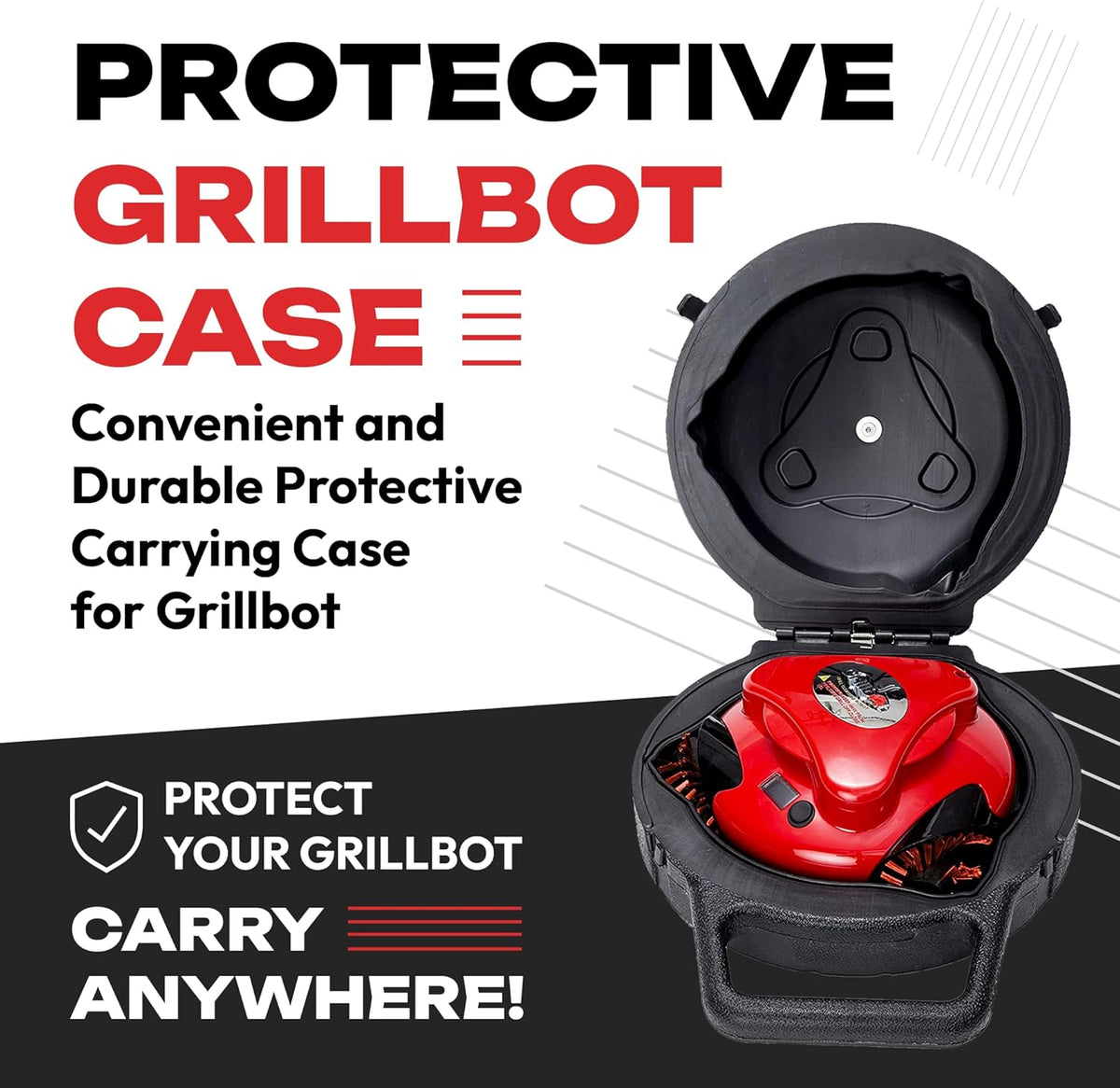 Grillbot Automatic Grill Cleaning Robot With Nylon Brushes, Black, Carry Case
