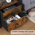 AMHANCIBLE Nightstand Set, 2 Count, Rustic Brown, 13.78in W x 15.75in D x 23.62in H - HET05XBR