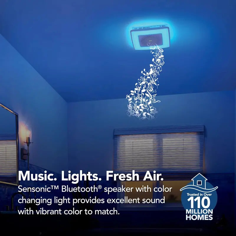 Broan-NuTone ChromaComfort Bathroom Exhaust Fan With LED Light And Bluetooth Speaker, 110 CFM