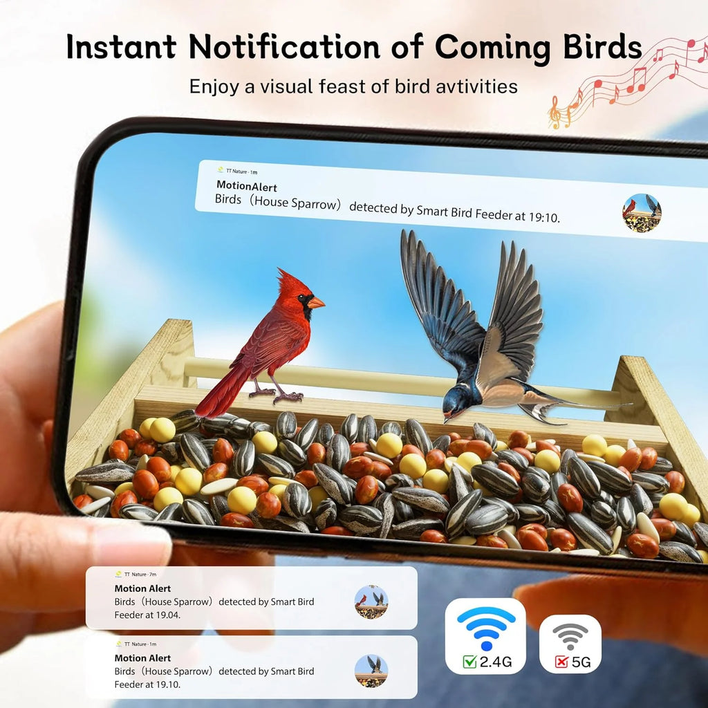 Solar Powered Smart Bird Feeder With Camera, 1080P HD Video, 5200mAh Battery - WEINIAO-SS