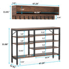 5-in-1 Entryway Hall Tree With Coat Rack, Shoe Bench, 7 Hooks, 3 Cubbies And 3-Tier Shoe Rack