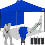 Eurmax USA NOMATTER 10x10ft Pop Up Canopy Tent With 1 Removable Sidewall And 4 Sand Bags