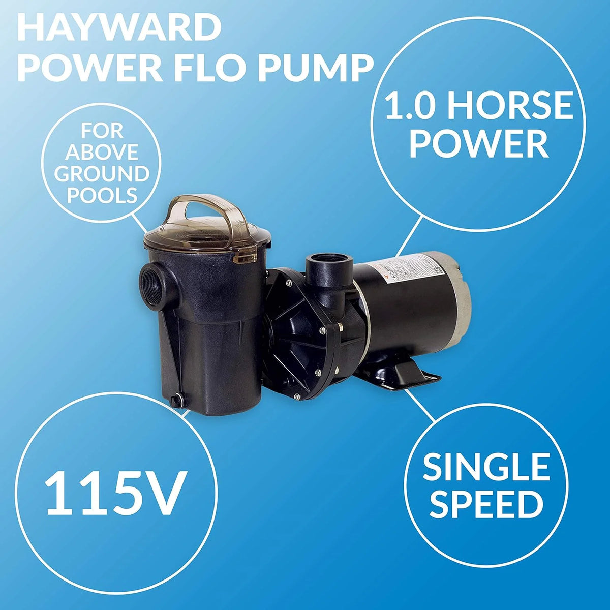 Hayward PowerFlo LX Above-Ground Pool Pump, 1.5 HP, Black - W3SP1580X15