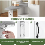 Uforic Ironing Board Storage Cabinet With Foldable Board, Support Leg, White
