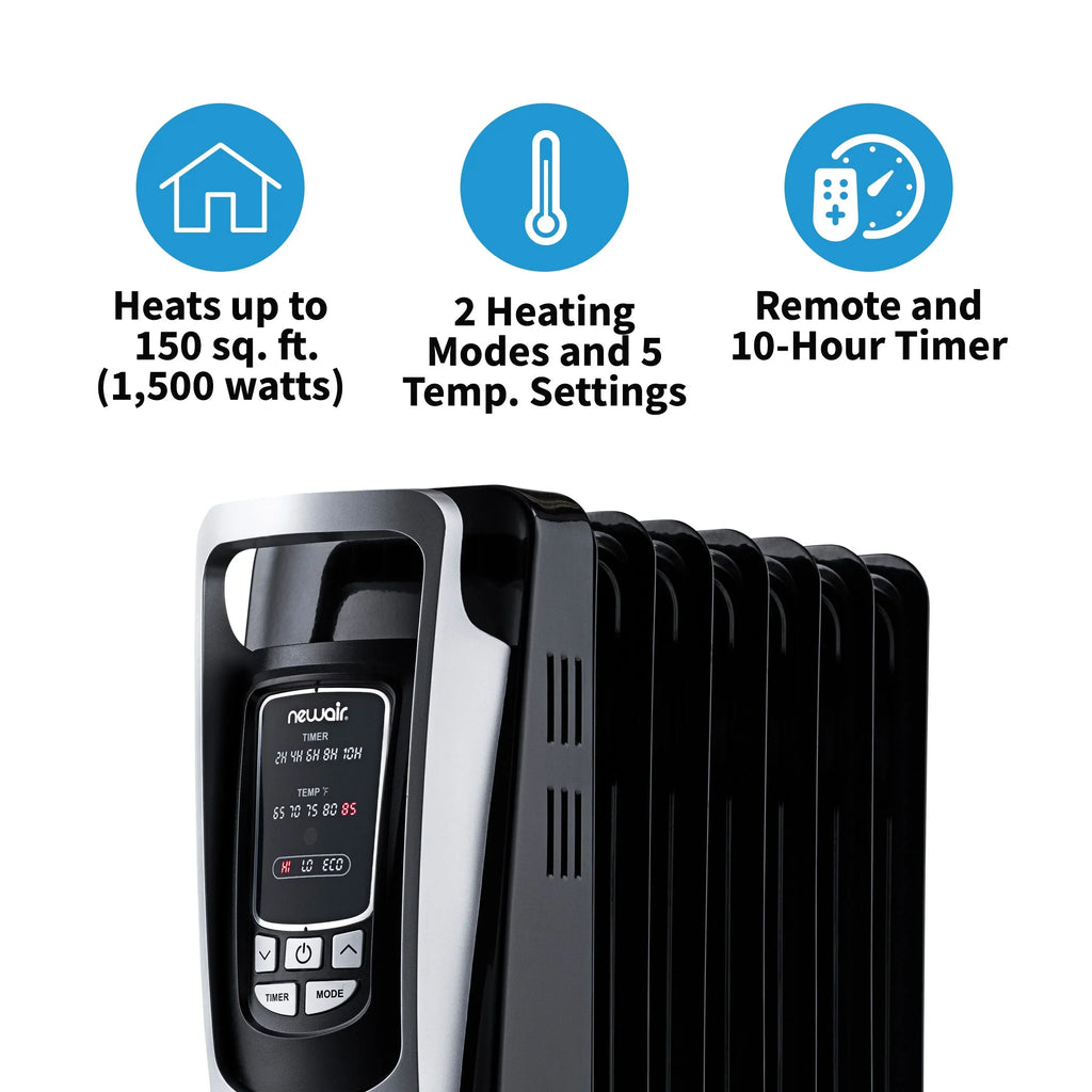 Newair Electric Oil-Filled Freestanding Space Heater, 162 sq. ft.
