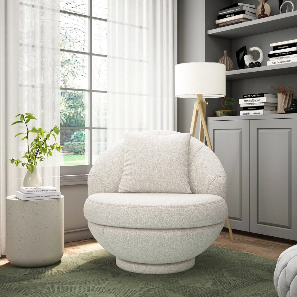 Hillsdale Boulder Upholstered Swivel Storage Chair, Ash White