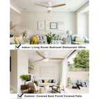 52in 3-Blade Ceiling Fan With Lights, Remote Control, 6 Speeds, Matte Black and Black Walnut