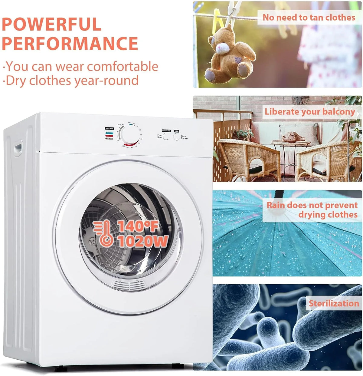 Portable Clothes Dryer 1.8 cu. ft. White - CD-7-NEW