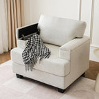 Oversized Chenille Accent Chair With Armrest Organizer And 7.8 in Cushion