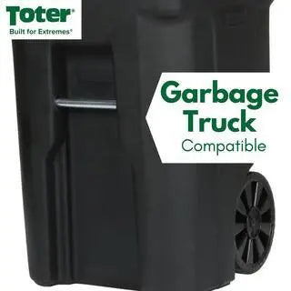 Toter 64 Gallon Black Outdoor Trash Can With Wheels And Lid