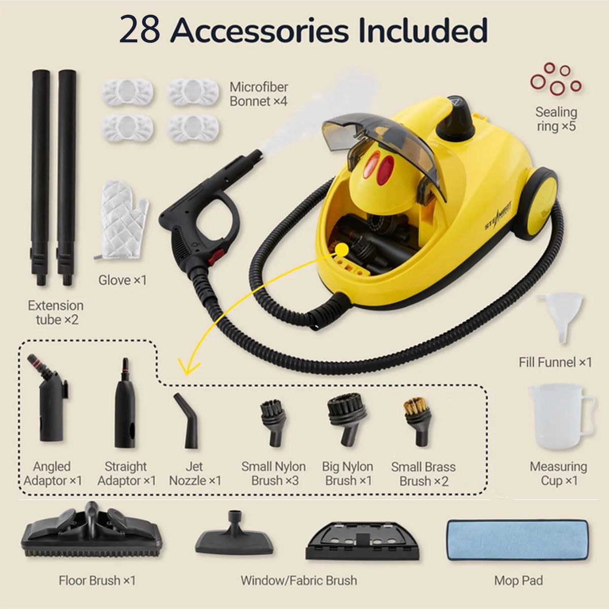STEAMBOT Steam Cleaner With 28-in-1 Functionality