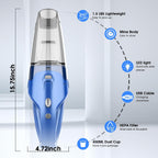Cordless Rechargeable Handheld Vacuum, 6000Pa, 500ML, 20-25 Mins Runtime